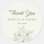 Elegant Floral Wedding Thank You Favor Sticker (Voorkant)