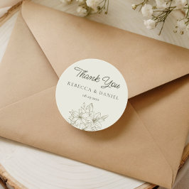 Elegant Floral Wedding Thank You Favor Sticker