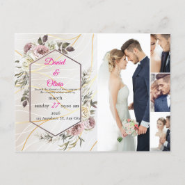 Elegant Floral Wedding Uitnodiging Briefkaart