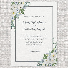 Elegant Floral Wedding Waterverf Gray Chic Luxury Kaart