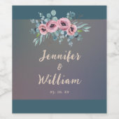 Elegant Floral Wedding Waterverf Wijn Etiket (Enkel label)