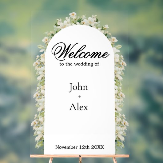 Elegant Floral Wedding Welcome Sign - Custom Made Acryl Bord (Neutraal)