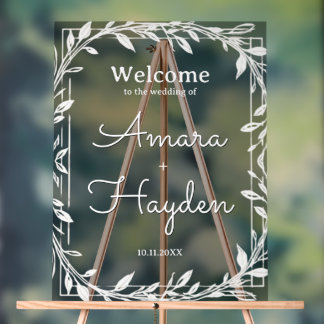 Elegant Floral Wedding Welcome Sign - Custom Made Acryl Bord