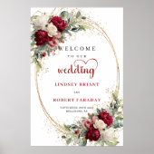 Elegant Floral Wedding Welcome Sign Personalized Poster (Voorkant)