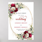 Elegant Floral Wedding Welcome Sign Personalized Poster (Voorkant)