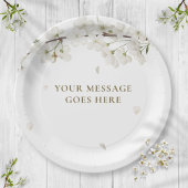 Elegant Floral Wedding  White Blossom Papieren Bordje