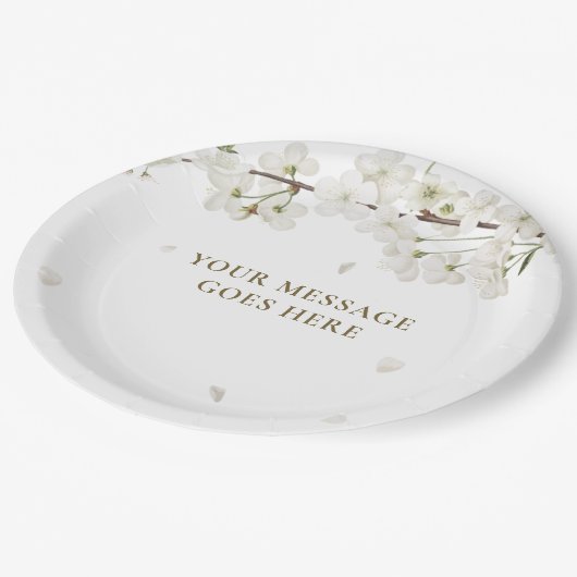 Elegant Floral Wedding  White Blossom Papieren Bordje (Gekanteld)