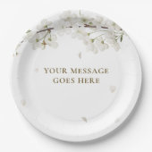 Elegant Floral Wedding  White Blossom Papieren Bordje (Voorkant)