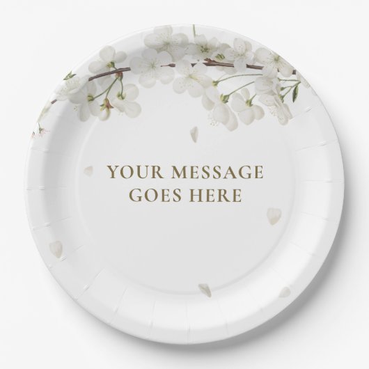 Elegant Floral Wedding  White Blossom Papieren Bordje (Voorkant)