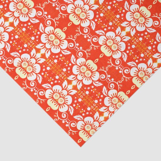 Elegant Floral Weefpapier Geel Tissuepapier (Detail)