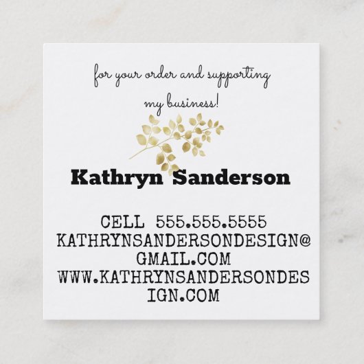 Elegant floral white bedankt vierkante visitekaartje (Achterkant)