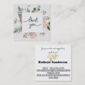 Elegant floral white bedankt vierkante visitekaartje (Voorkant / Achterkant)