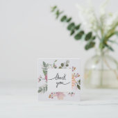 Elegant floral white bedankt vierkante visitekaartje (Staand voorkant)