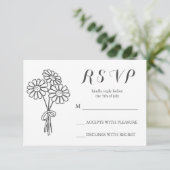 Elegant Floral White Daisies Bouquet RSVP Wedding (Staand voorkant)