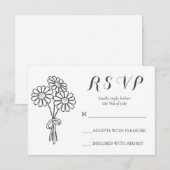 Elegant Floral White Daisies Bouquet RSVP Wedding (Voorkant / Achterkant)