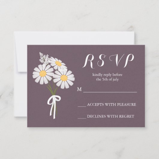 Elegant Floral White Daisies Bouquet RSVP Wedding (Voorkant)