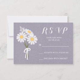 Elegant Floral White Daisies Bouquet RSVP Wedding Kaartje