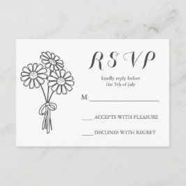 Elegant Floral White Daisies Bouquet RSVP Wedding Kaartje