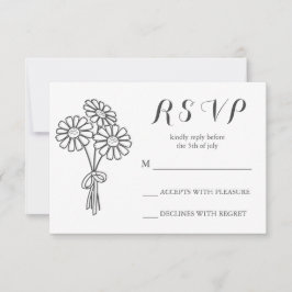 Elegant Floral White Daisies Bouquet RSVP Wedding Kaartje