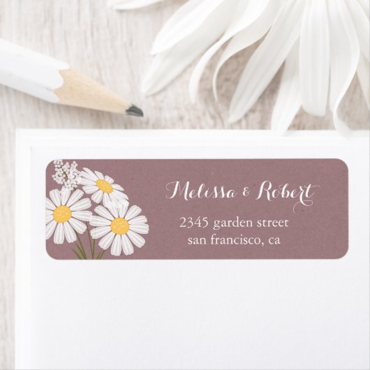 Elegant Floral White Daisies Bouquet Wedding Etiket (Insitu)