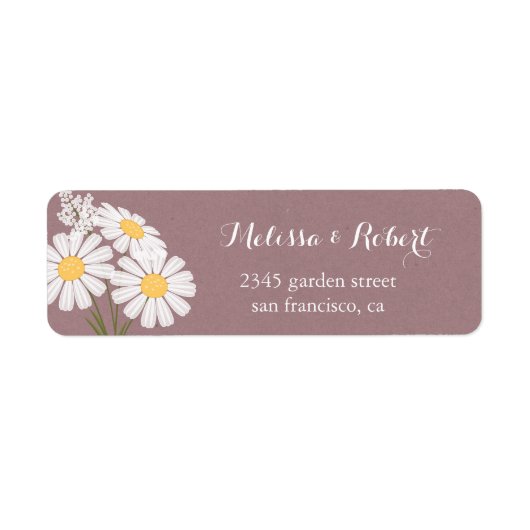 Elegant Floral White Daisies Bouquet Wedding Etiket (Voorkant)