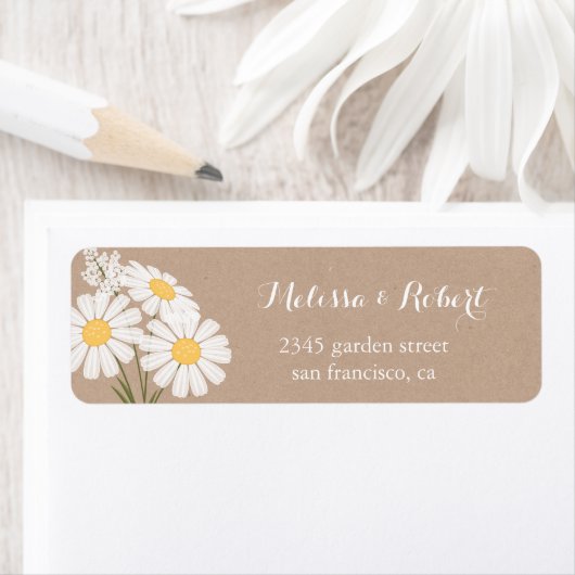 Elegant Floral White Daisies Bouquet Wedding Etiket (Insitu)