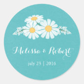 Elegant Floral White Daisies Bouquet Wedding Ronde Sticker (Voorkant)