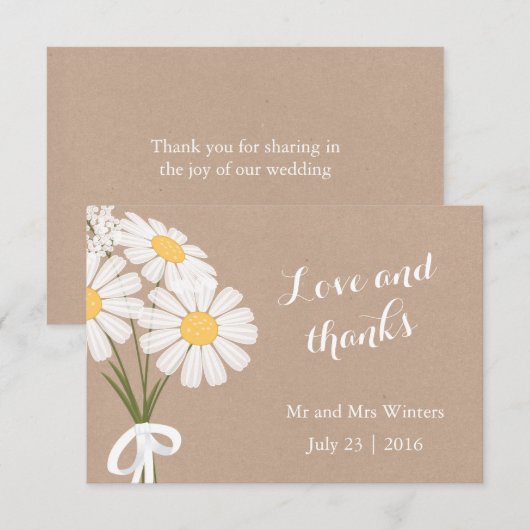 Elegant Floral White Daisies Dank je huwelijk Bedankkaart (Voorkant / Achterkant)