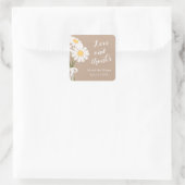 Elegant Floral White Daisies Dank je huwelijk Vierkante Sticker (Tas)