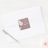 Elegant Floral White Daisies Dank je huwelijk Vierkante Sticker (Envelop)