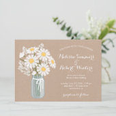 Elegant Floral White Daisies Mason Jar Wedding Kaart (Staand voorkant)