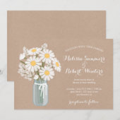 Elegant Floral White Daisies Mason Jar Wedding Kaart (Voorkant / Achterkant)