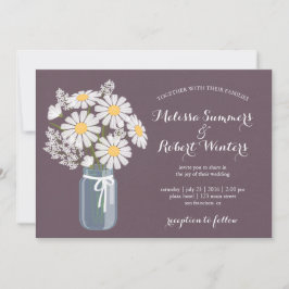 Elegant Floral White Daisies Mason Jar Wedding Kaart
