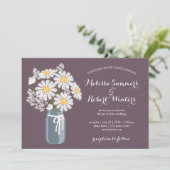 Elegant Floral White Daisies Mason Jar Wedding Kaart (Staand voorkant)