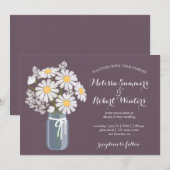 Elegant Floral White Daisies Mason Jar Wedding Kaart (Voorkant / Achterkant)