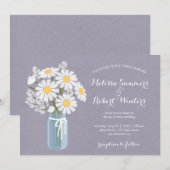 Elegant Floral White Daisies Mason Jar Wedding Kaart (Voorkant / Achterkant)