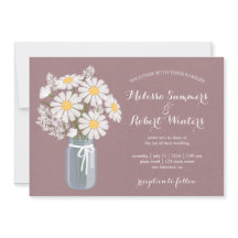 Elegant Floral White Daisies Mason Jar Wedding