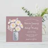 Elegant Floral White Daisies Mason Jar Wedding Kaart (Staand voorkant)