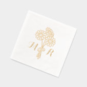 Elegant Floral White Daisies Monogram Wedding Folie Servetten (Links)