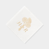 Elegant Floral White Daisies Monogram Wedding Folie Servetten (Rechts)