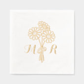 Elegant Floral White Daisies Monogram Wedding Folie Servetten (Voorkant)
