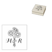 Elegant Floral White Daisies Monogram Wedding Rubberstempel (Gestempeld)