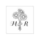 Elegant Floral White Daisies Monogram Wedding Rubberstempel (Afrduk)