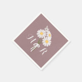 Elegant Floral White Daisies Monogram Wedding Servet (Hoek)