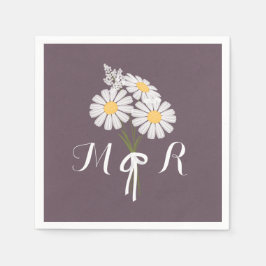 Elegant Floral White Daisies Monogram Wedding Servetten