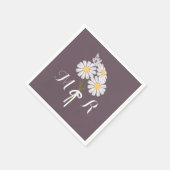 Elegant Floral White Daisies Monogram Wedding Servetten (Hoek)