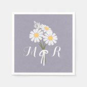 Elegant Floral White Daisies Monogram Wedding Servetten (Voorkant)