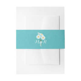 Elegant Floral White Daisies Monogram Wedding Uitnodigingen Wikkel