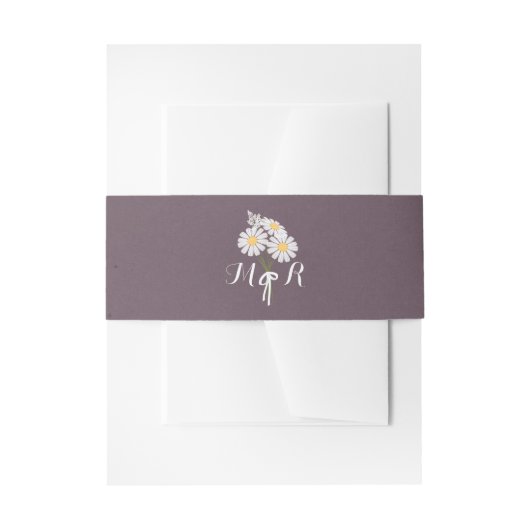 Elegant Floral White Daisies Monogram Wedding Uitnodigingen Wikkel (Voorkant Voorbeeld)