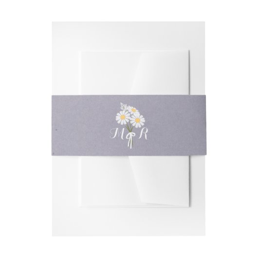 Elegant Floral White Daisies Monogram Wedding Uitnodigingen Wikkel (Voorkant Voorbeeld)